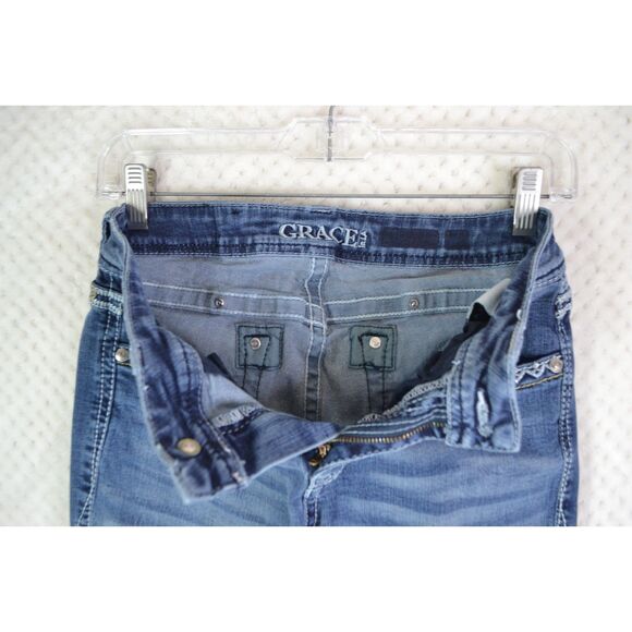 Grace In LA Women's 27 Medium Wash Embroidered Mid Rise Bootcut Jeans - Picture 12 of 16